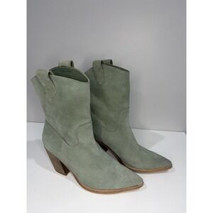 Anthropologie Silent D Slouchy Western Green heeled boot boho SZ 37